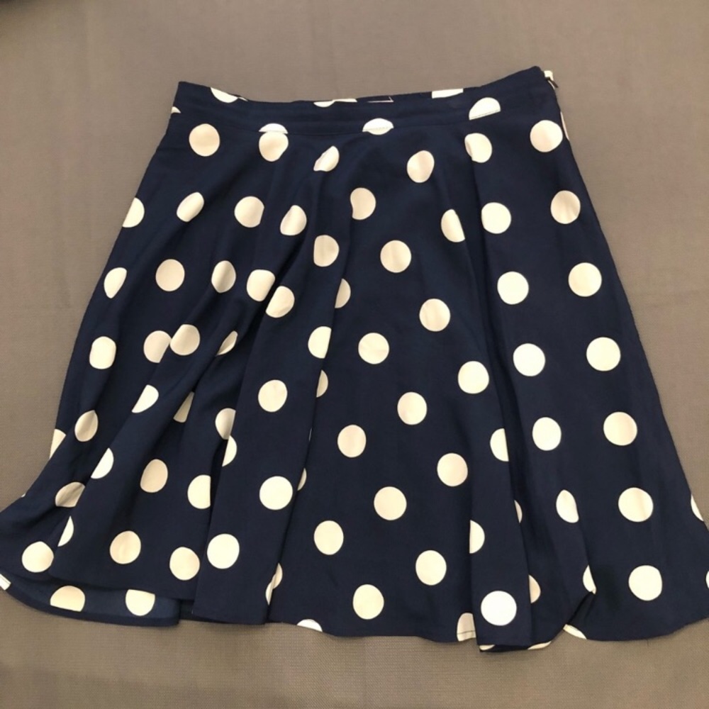 Navy and white polka dot stitch fix circle skirt